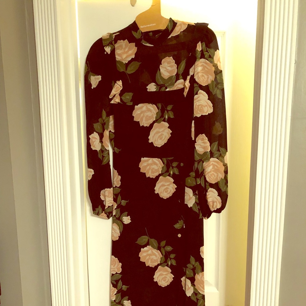 Reformation Gillian dress with slit in the front